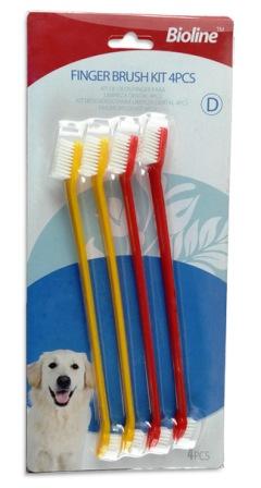 Bioline: 4-Piece Dog Dental Care Toothbrush Set